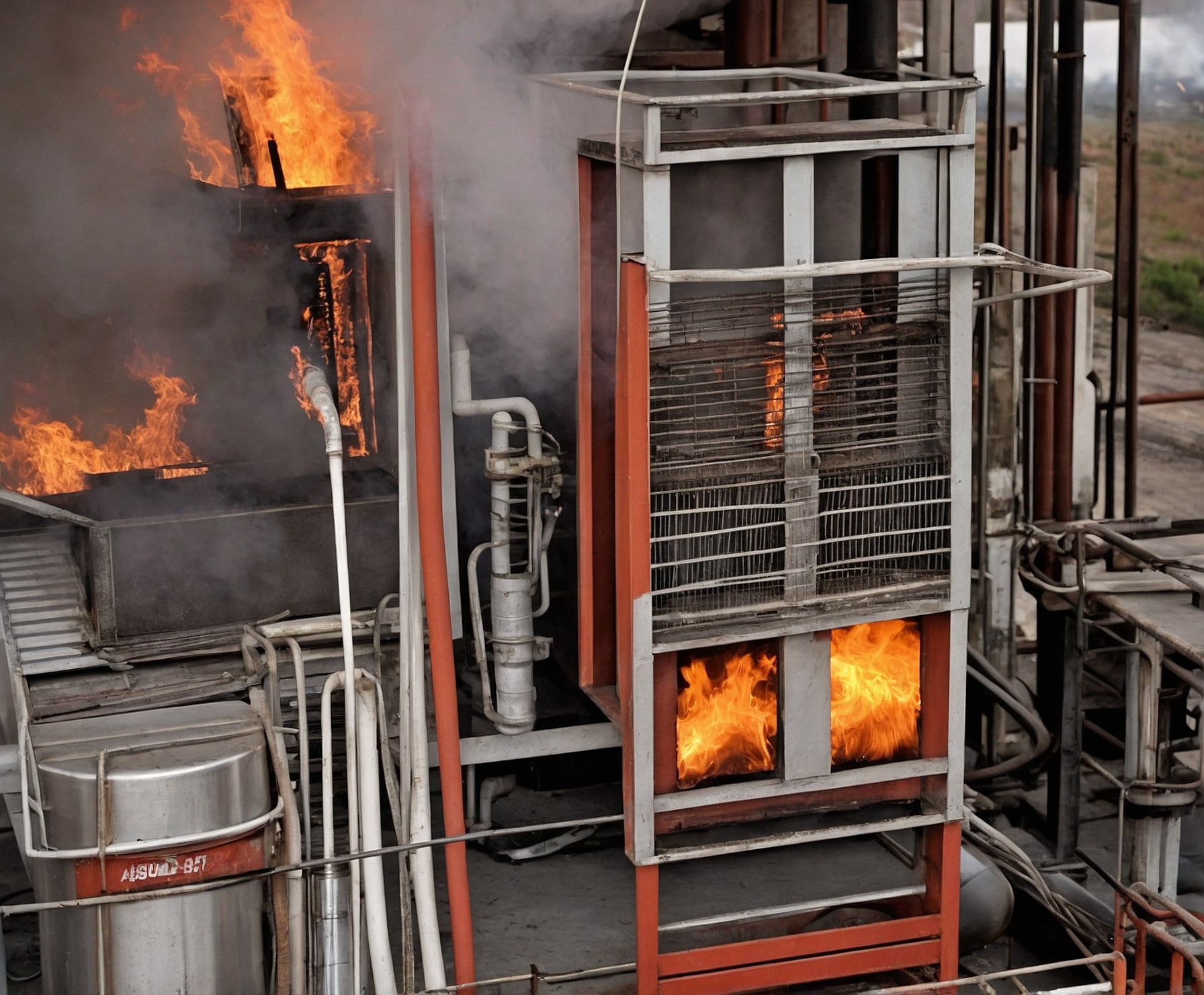 Evaluación de daños por incendio industrial.